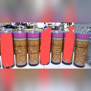 Glitter Gold and Purple Teacher Tumbler